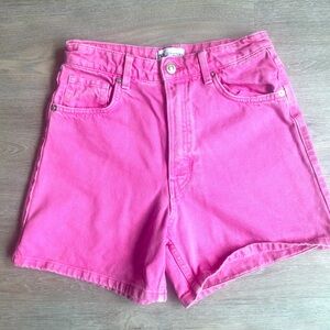 Zara high waisted pink denim shorts